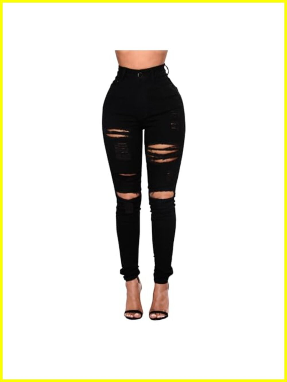 High Rise Distressed Skinny Jeans Women Stretch Ripped Denim